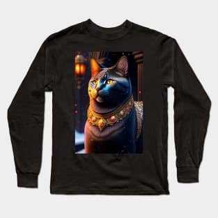 Black Royal British Shorthair Cat Long Sleeve T-Shirt